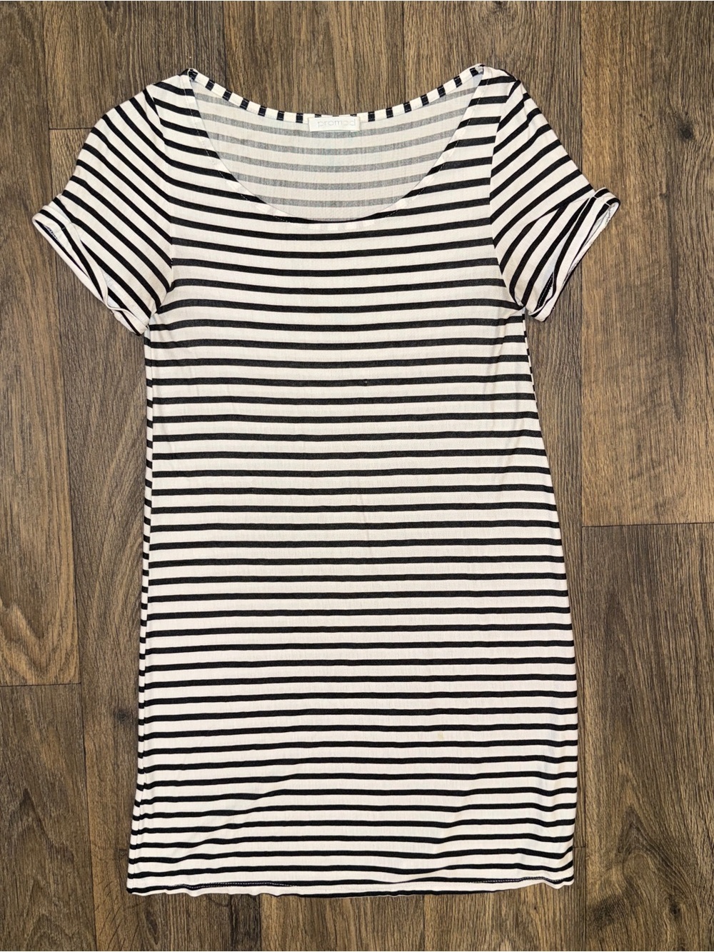 Promod Black and White Striped Tee Top